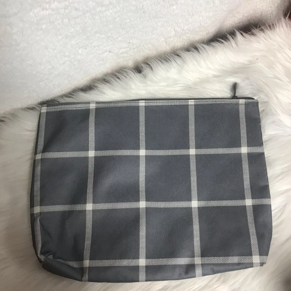 thirty-one Gray and White Plaid Cosmetic Bag